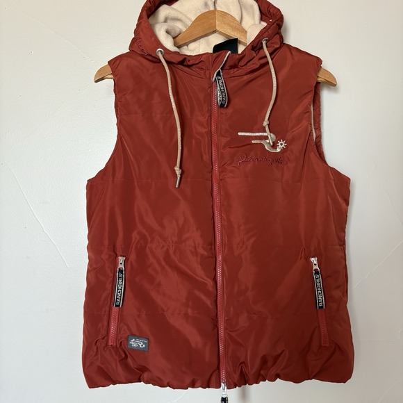 Ranch Girls PAM Hooded Vest In Woodred Rust Color SZ XL, 330g Polar Fleece Fill - Picture 1 of 13